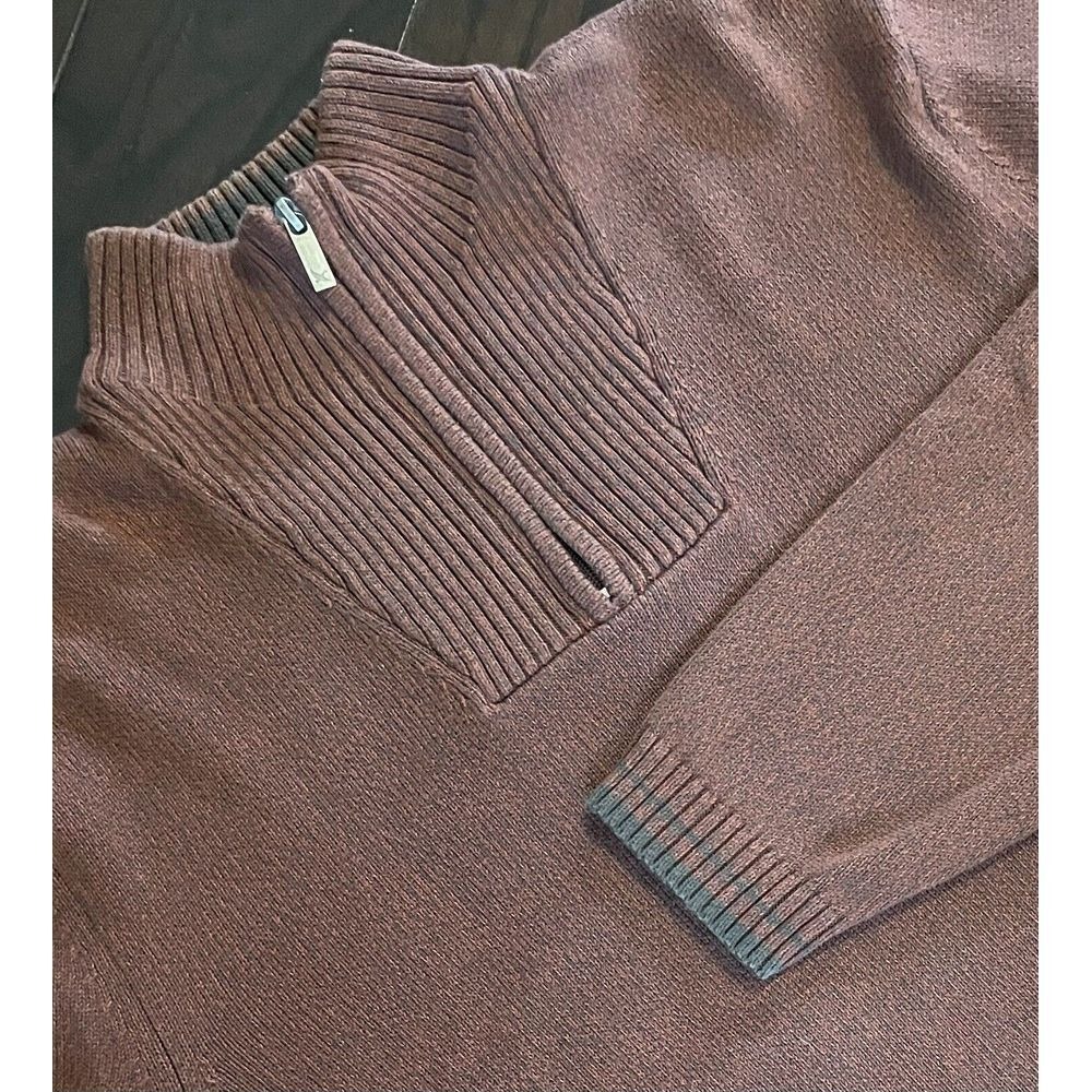 Eddie Bauer 1/4 Zip Sweater Mens XXL Rust Brown Ribbed Mock Neck Classic Preppy